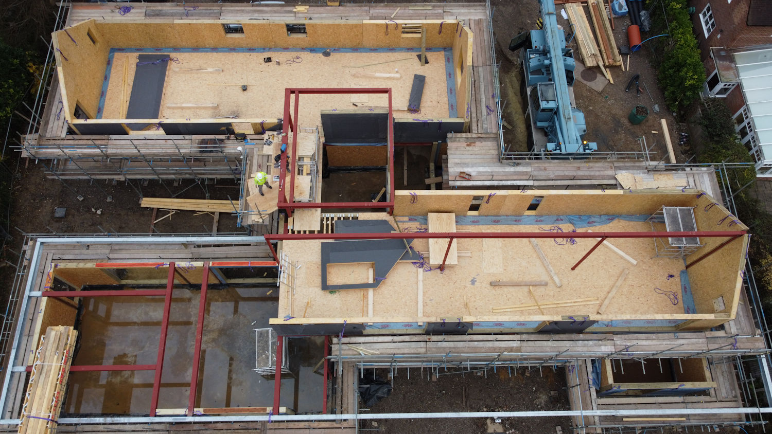 First floor closed panel timber frame installation - November 2021