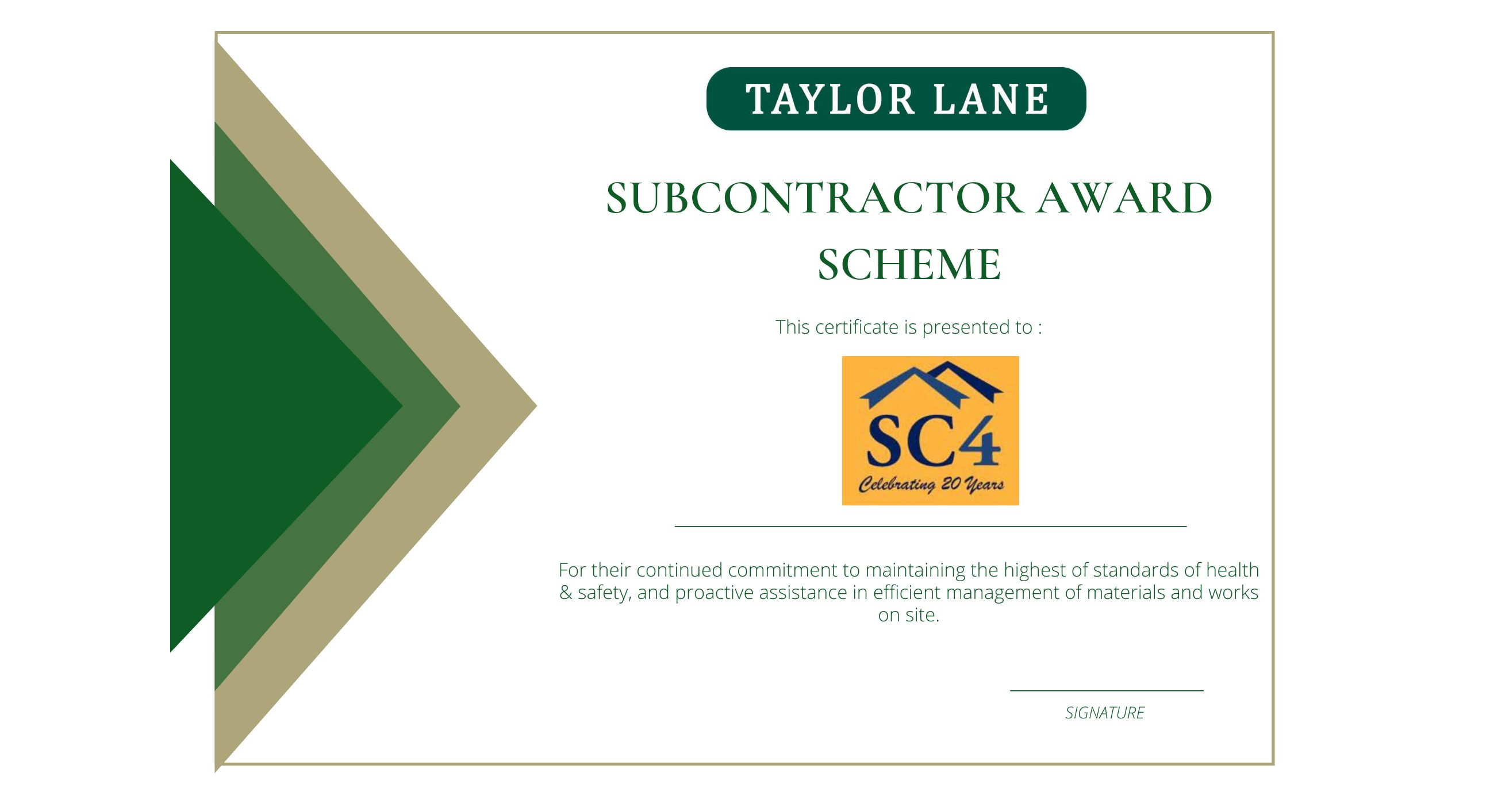 SC4 first winners of Taylor Lane Timber Frame's Subcontractor Award