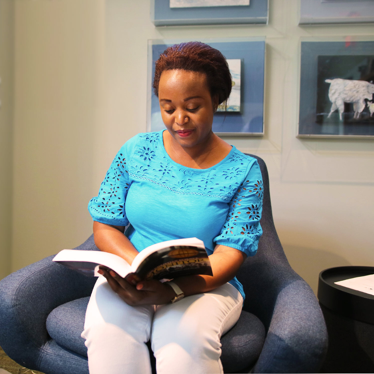woman reading book